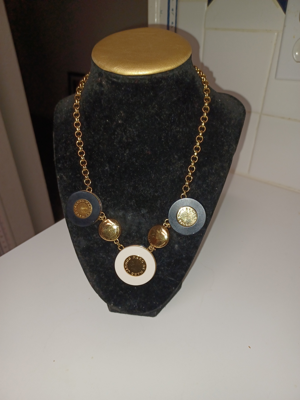 Marc Jacobs Gold-Tone Statement Necklace with Black and White Discs